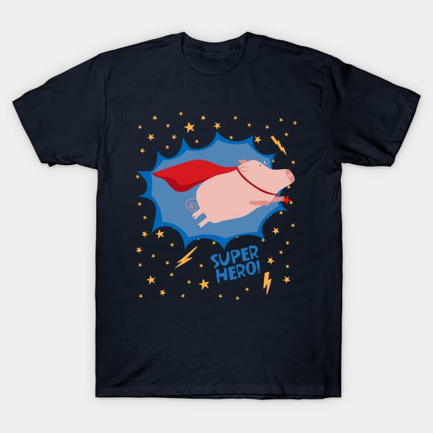 Super Hero Hog T-Shirt by Loo McNulty Design